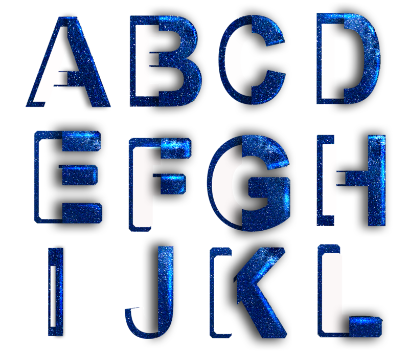 蓝色晶体质感字母