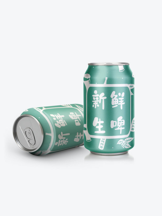 精酿新鲜生啤畅饮包装设计绿色啤酒花