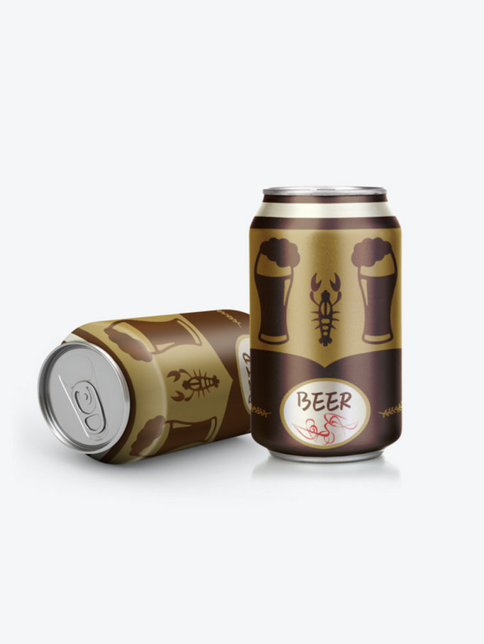 精酿啤酒畅饮搭配海鲜棕色包装设计