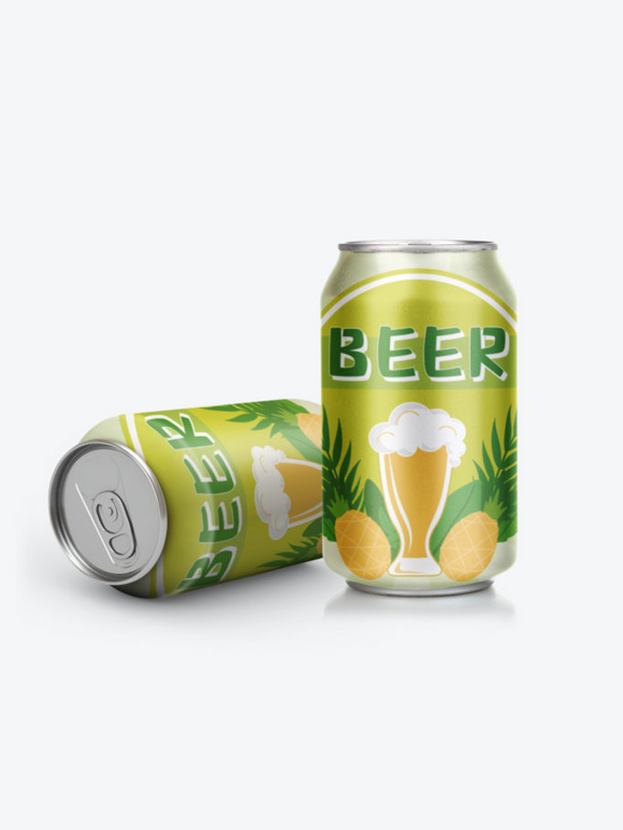精酿啤酒夏日清爽包装设计菠萝味热带植物
