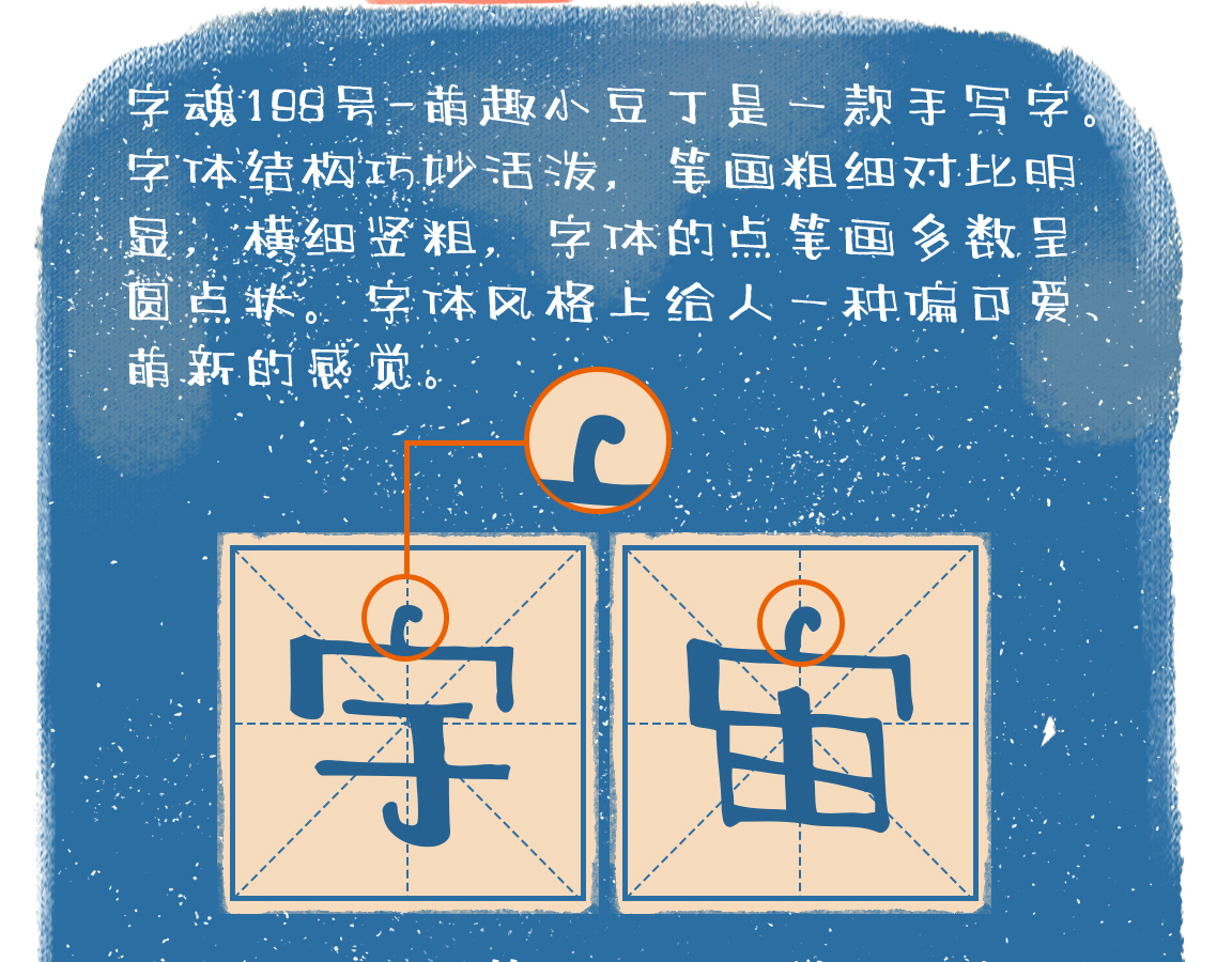 字小魂萌趣小豆丁字体字形展示